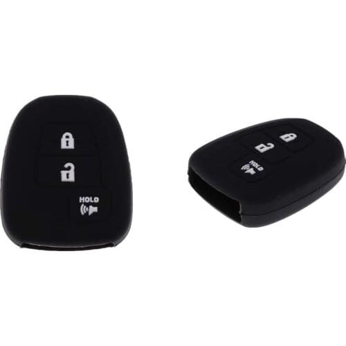 3 Buttons Auto Key Silicone Cover Protector Fit For Toyota -Black 2 Pcs