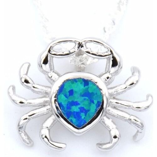 2017 Beach Edition Ocean Blue Crab Opal Pendant Necklace Free Wave Chain Free ePacket Dropshipping