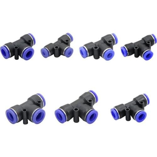 4/6/8/10/12/14/16mm Slip-lock Three Way Quick Connector Garden Irrigation Hose Splitter Connector Pneumatic Pipe Fittings 6 Pcs