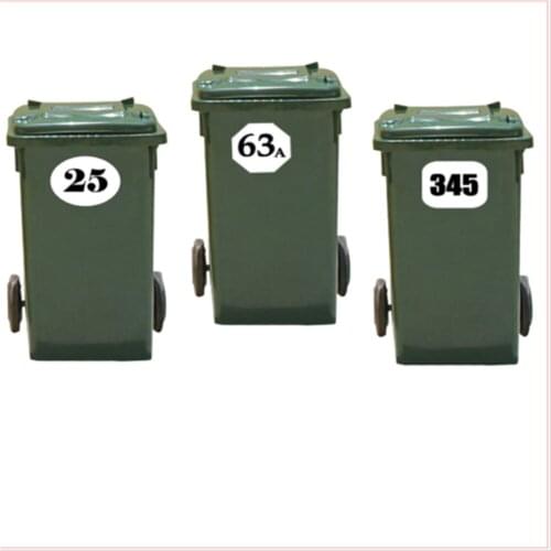 4 X White Wheelie Bin House Number Stickers Customized Personality Stickers 14cmx16cm
