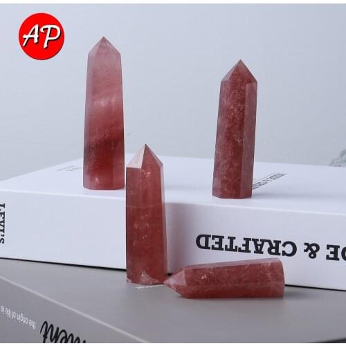 5-8cm Natural Pink Crystal Wand Strawberry Quartz Point Energy Love Stone Otsuge Uranainandesu Reiki Gift Decorate