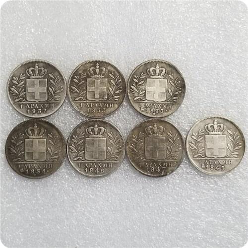 7 Greek Commemorative Collectible Coins Gift Lucky Challenge Coins In Different Periods