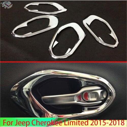 For Jeep Cherokee Limited 2015-2018 Car Styling Accessories ABS Chrome The glossy Inner Door Handle Cover Catch Bowl Trim