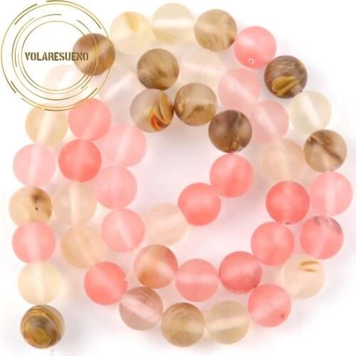 Factory Price Natural Dull Polished Watermelon Crystal Beads Round Spacer Loose Beads For Jewelry Making Bracelet 4/6/8/10/12mm