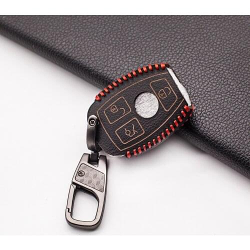 Classic Design leather car key cover keychain case for Mercedes benz CLS CLA GL R SLK AMG A B C S class Remote holder