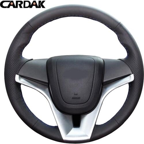 CARDAK Handsewing Black Artificial Leather Steering Wheel Cover for Chevrolet Cruze 2009-2014 Aveo Orlando Holden Cruze Ravon R4
