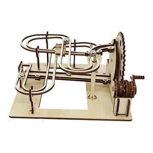 Marble Race Run 3D Wooden Puzzle Hand-operated Mechanical Kit Stem Science Physics Toy Maze Ball Assembly Model Building