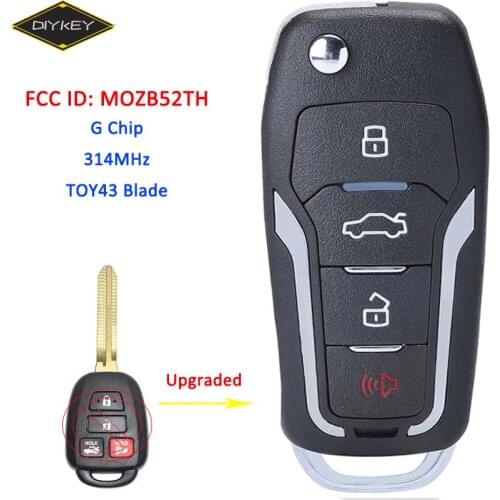 DIYKEY for Toyota Scion tC iQ Yaris FCC: MOZB52TH Upgraded Flip Folding 314MHz with G Chip Smart Remote Car Key Fob 4 Button