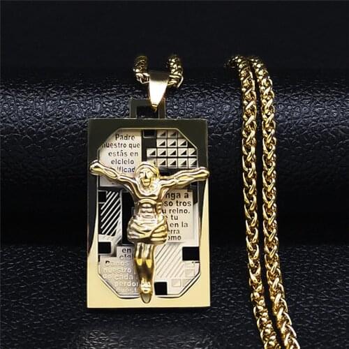 Hip Hop Stainless Steel Double Layer Pendant Bible Jesus Women/Men Gold Color Long Goddess Necklace Jewelry bijoux N6000S02