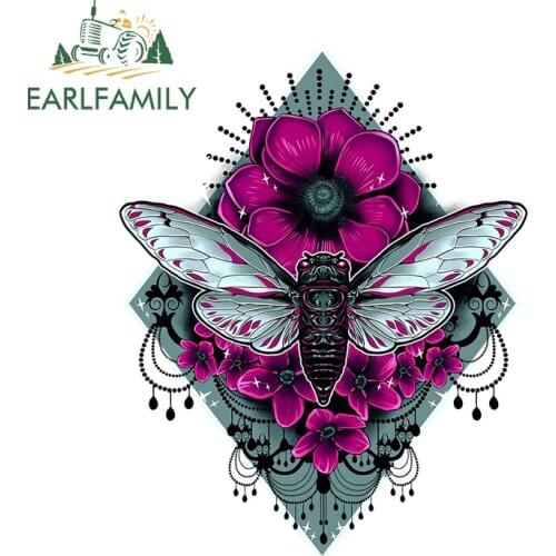 EARLFAMILY 13cm x 10.6cm For Cicada Repair Car Sticker Waterproof Decal Vinyl Material Car Accessories Interesting Decoration