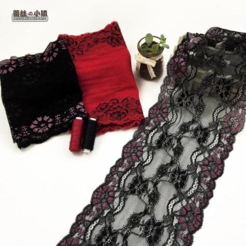 2 Meters/lot 17/22cm Red Black Elastic Lace Ribbon Guipure Stretchy Lace Trim Fabric Warp Knitting DIY Garment Accessories