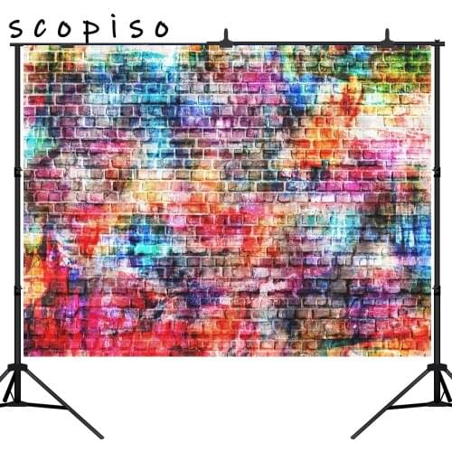 Scopiso Colorful Doodle Scribble Brick Wall Photography Backdrop Children Newborn Birthday Party Background Photography Props