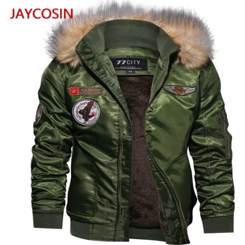 JAYCOSIN Mens Winter Jacket Mens Autumn Winter Casual Long Sleeve Solid Hooded Zipper jacket Top Blouse L400910