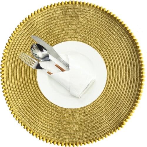 Round Weave Placemat Table Mat Non-Slip Tableware Bowl Pad Dining Table Heat Resistant Coaster Cushion Drink Cup Coaster Kitchen