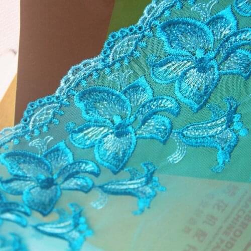 15Yards Beautiful Venice Venise Embroidery Lace Trim Hot New Water Soluble Blue Fabric DIY Sewing Garment 22cm Width
