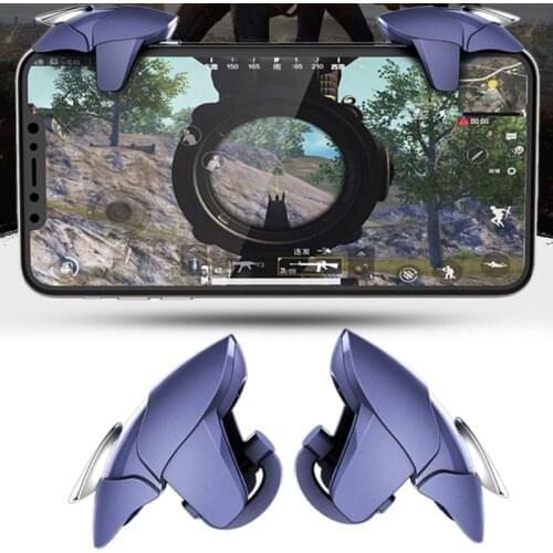 Blue Shark Mobile Phone Press-Type Auxiliary Fire Key Button Gamepad Joystick Controller L+R Metal Trigger for PUBG Gamepads New