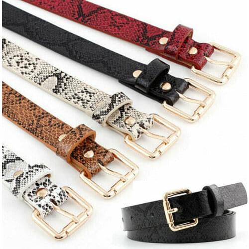 Fashion Women Snake Print Wide Waistband PU Leather Metal Square Belt Decor Multi-color Waist Belt