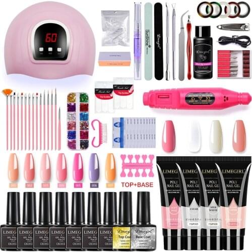 Manicure Set Semi-permanent Varnish Set Poly UV Gel Kit With Nail Drill Machine Nail Lamp Acrylic Kit Nail Art Tools Nail Tools