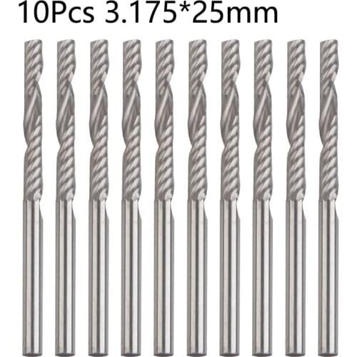 10Pcs Carbide Engraving Bits Milling Cutter Set 3.175*25mm For Wood Carving CNC Solid Lengthen Router Bits Woodworking Tools