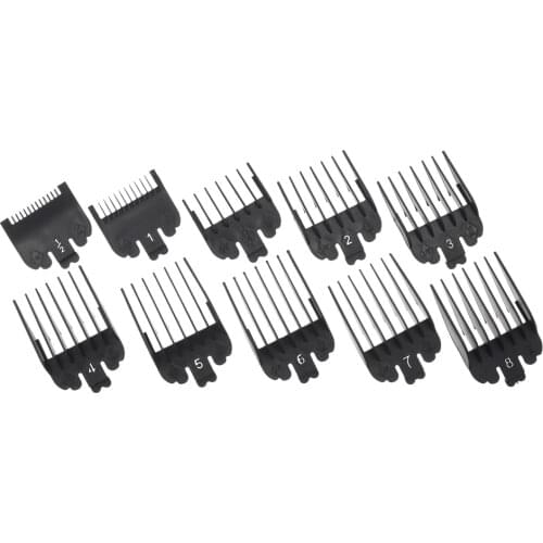 Hair Clipper Combs Guide Kit Hair Trimmer Guards Attachments Black Hair Salon Tool Set of 8 / 10PCS Barber Accessories