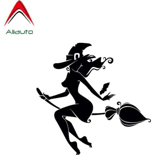 Aliauto Cartoon Car Sticker Flying Sexy Witch Girl Accessories Vinyl Decal for Lada Priora Honda Fit Prius Suzuki Kia,14cm*13cm