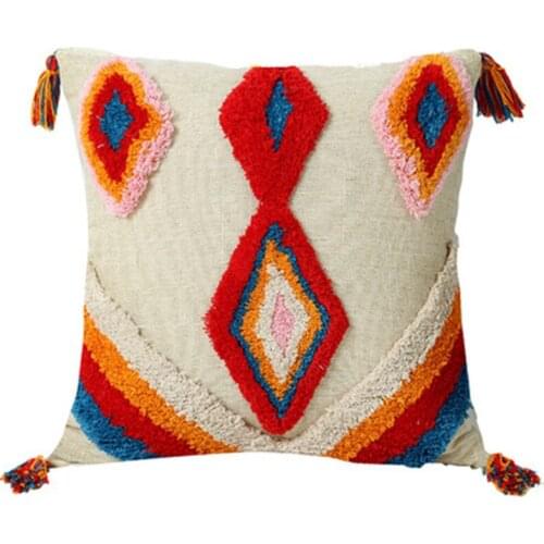 Boho Tufted Cushion Cover with Tassels 45x45cm Decorative Geometric Pillow Covers Square Pillow Case For Bedroom Living Room