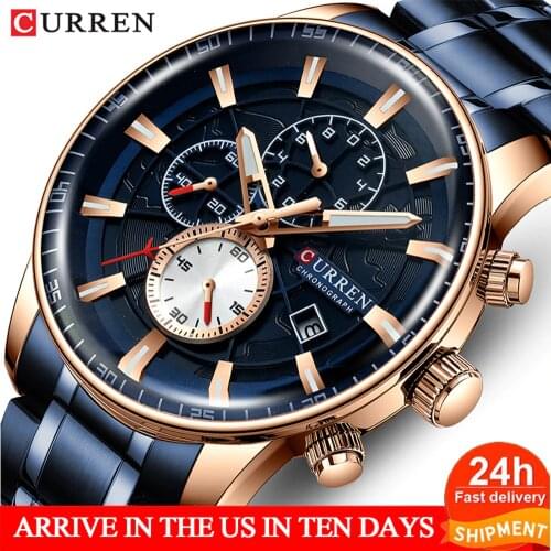 New Mens Watch Curren 8362 Luxury Brand Fashion Waterproof Chronograph Quartz Wristwatch Stainless Steel Sports Erkek Kol Saati