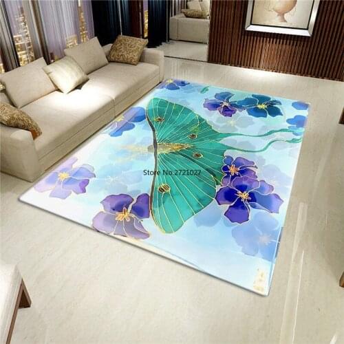 New Chinese Style Purple Flower Butterfly Carpet Beautiful Decorative Floor Mats for Modern Living Room