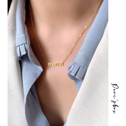 PerisBox Hollow Letter Mama Pendant Necklaces Dainty Simple Thin Chain Necklaces Cute Fashion Necklaces For Mothers Day Gifts
