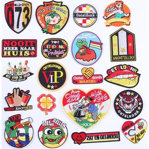Iron on Patches for Clothes Embroidery Patch Sew on Patches Emblem Clothing Stickers Sewing Diy Oeteldonk Appliques Stripes I