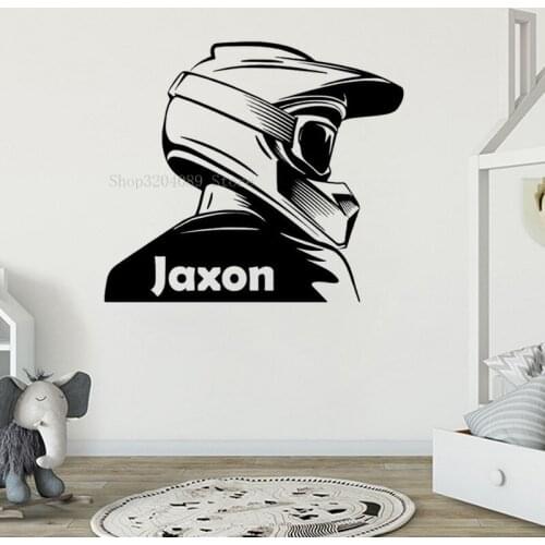 Personalised Motorcyclist Custom Name Wall Decal Vinyl Kids Boys Bedroom Nursery Playroom Decal Creative Car Window Decor CN457