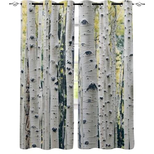 Birch Tree Trunk Blackout Curtains For Living Room Bedroom Window Treatment Blinds Drapes Kitchen Curtains