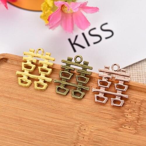 50Pcs Chinese character Gold Color Pendent Metal Mold For Jewelry Making Diy Pendant Charm Bracelet Accessories Wholesale