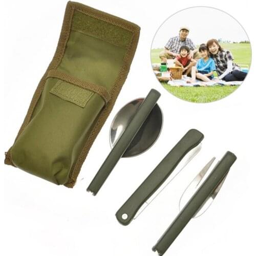 Portable Mini Tableware Set outdoor Tool Folding Cutlery Set with Spoon Fork Knives for Camping Picnic Stainless Steel Talheres