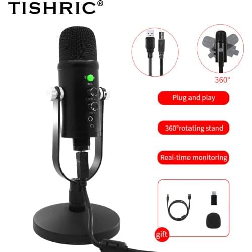 TISHRIC BM-86 Professional karaoke Microphone For Singing Condenser Microphone For Computer Radio Braodcasting Recording