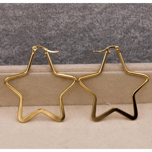 Trendy Earrings for Womens earring Gold Plate Gold Star Earring hoop Earrings Wedding Jewelry Gift Accessories