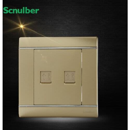 Champagne double telephone RJ11 4 wire wall mounted switch socket