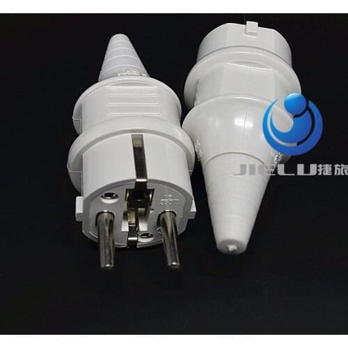 250V 16A White Color,Schuko Type F European 4.8mm Pin Rewireable Power Plug Max,10 pcs