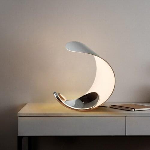 Nordic Led Half Moon Table Lamp Art Living Room Reading Decorate Desk Lamp Bedroom Bedside Smart Led Dimming Touch Table Light