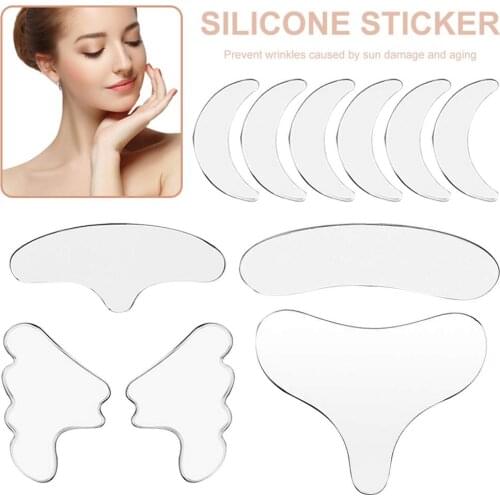 11Pcs Face Forehead Sticker Reusable Silicone Anti-wrinkle Face Cheek Chin Sticker Facial Patches Wrinkle Remover Face Lifting