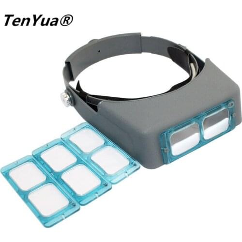 TenYua 1.5x 2x 2.5x 3.5x Head Wearing Magnifier Eye Loupe Watchmaker Repair Third Hand Helmet Magnifying Glasses for Reading