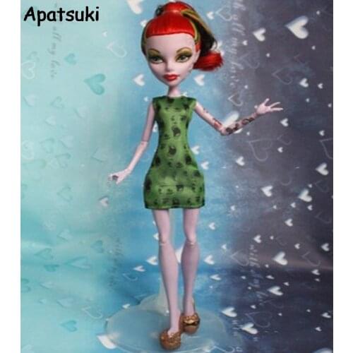 Green One Piece Dress For Monster High Doll Party Summer Short Dresses Vestidos Dresses Clothes For Monster Dolls