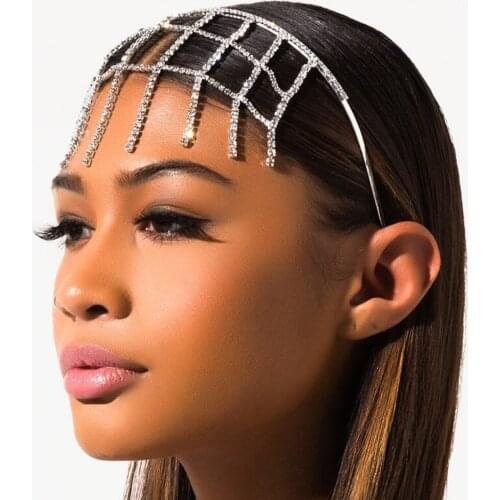 Stonefans Boho Crystal Forehead Band Jewelry Headpiece for Women Fashion Bridal Rhinestone Tassel Headband Wedding Accessories
