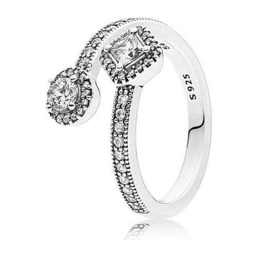 925 Sterling Silver Pan Ring Zirconia Abstract Elegance Ring For Women Wedding Party Gift Fashion Jewelry