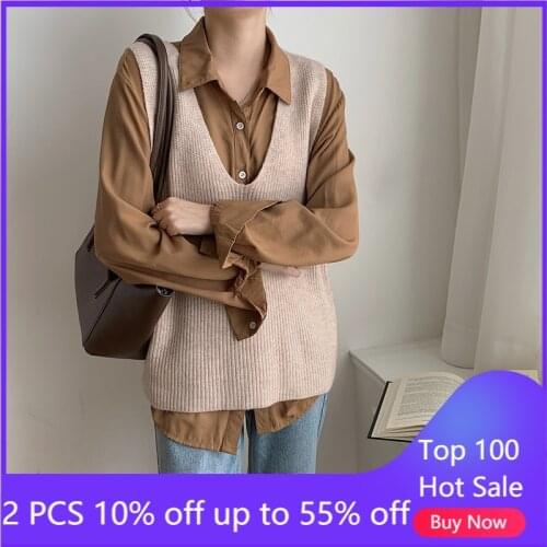 Vest for women autumn winter fashionable elegant thin sweater vests female v-neck loose wear vest tops 6828