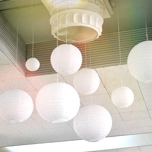 15 Pcs White Round Paper Lanterns Chinese Ball Paper Lantern Wedding Party Christmas Hanging Diy Decor Favor Paper Wall Shelf