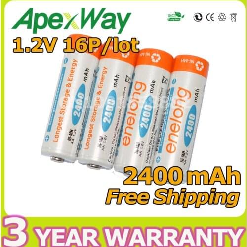 16pcs/lot 2400mAh 1.2V 14500 AA NI-MH Rechargeable Battery for high-end flashlights, notebook, mobile