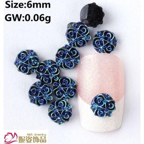 200pcs / bag 6mm AB color Rose Totem Design round shape resin beads flatback nail art decoration