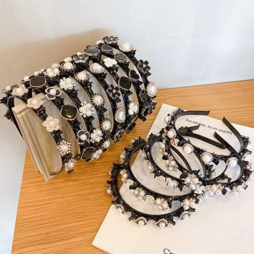 2021 New Design Headbands Retro Imitation Pearl Elegant Hairband Claws Clips Hair Hoop HairBand For Woman Girls Accessories