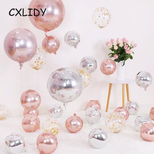 22inch 4D Round Aluminum Foil Balloons Metal Balloon Wedding Birthday Baby Shower Party Decoration Confetti balloons aa104
